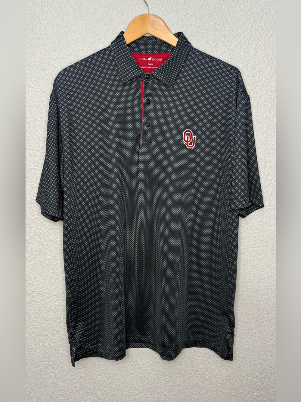 Horn Legend | Collegiate Oklahoma Sooners Performance Golf Polo | Size Large